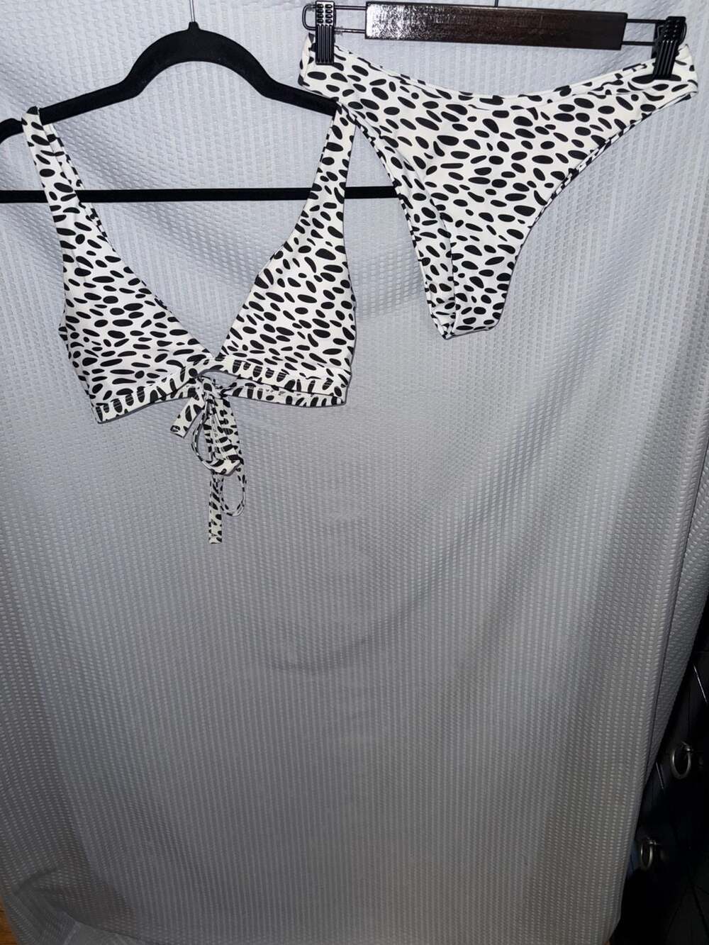 Zaful Women's Size S Dalmatian Print Tie-Front Bikini Set